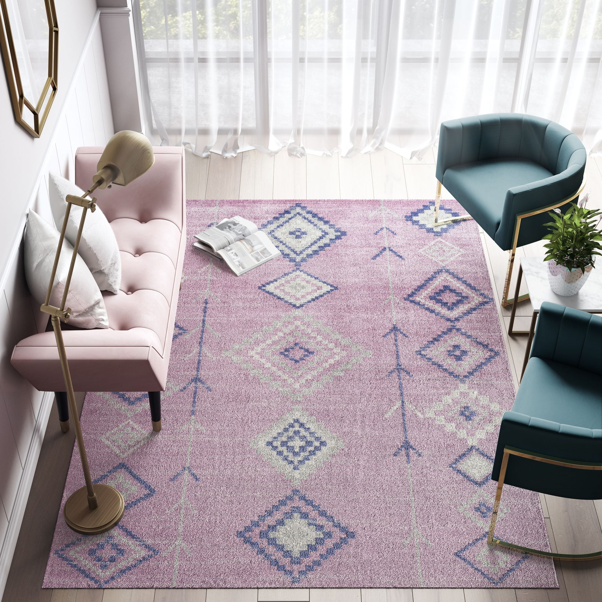 Soleil BR15C Native Pink Tribal Moroccan pink Area Rug, 8'9"x12'