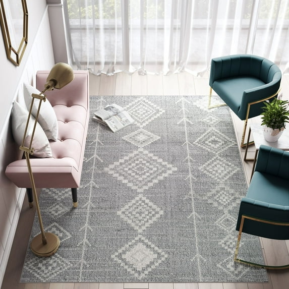 Soleil BR15F Native Driftwood Tribal Moroccan gray Area Rug, 5'x7'