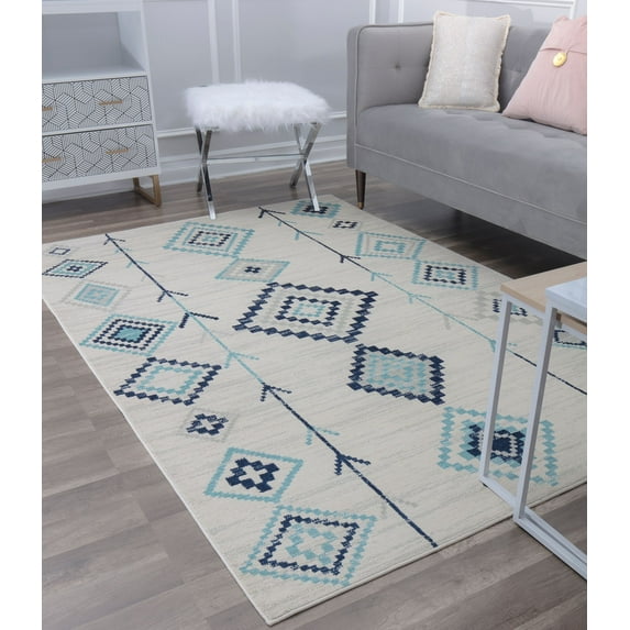 Soleil BR15I Native Ice Tribal Moroccan ivory Area Rug, 8'x10'