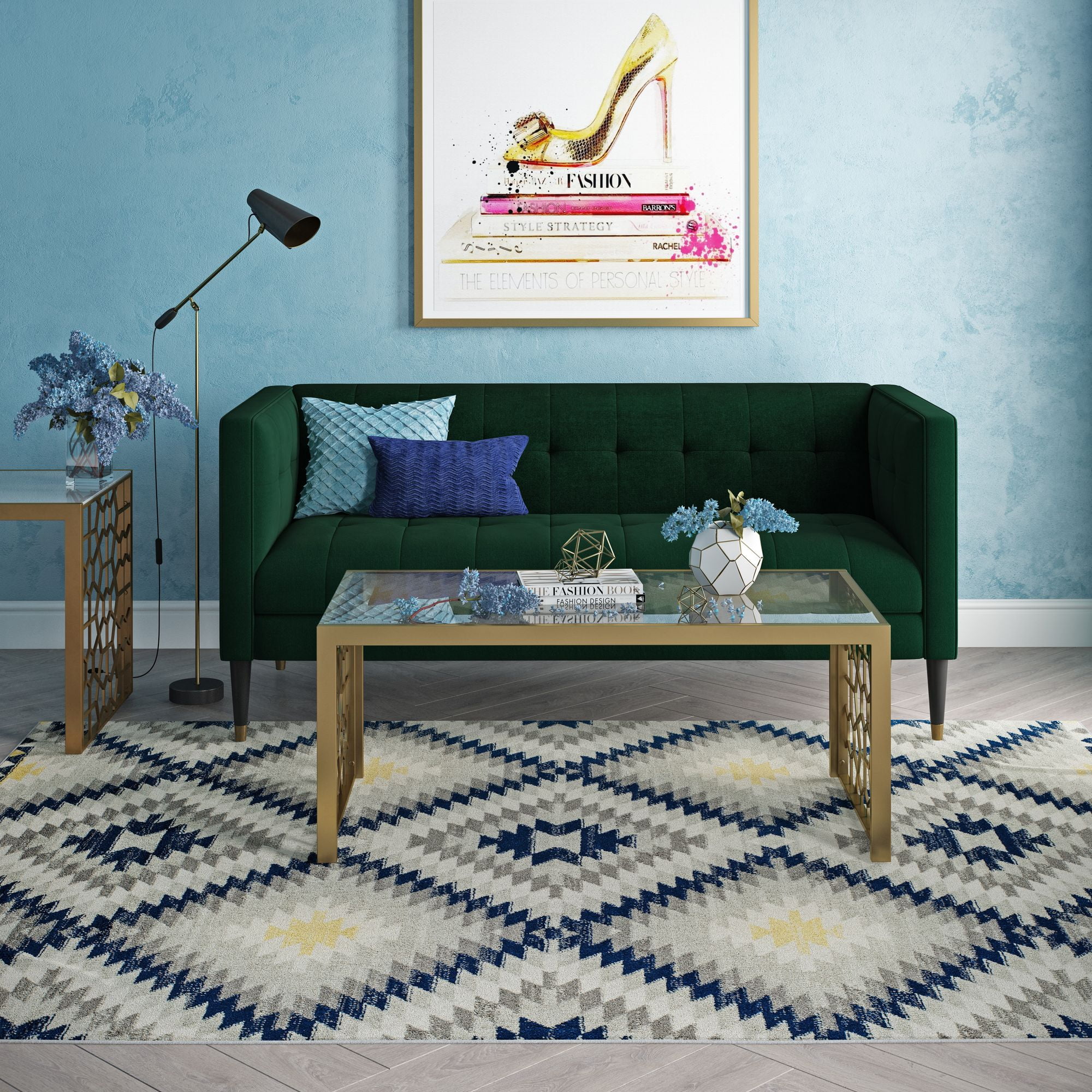 Soleil BR30B Kilim Navy Tribal Moroccan navy Area Rug, 4'x6'