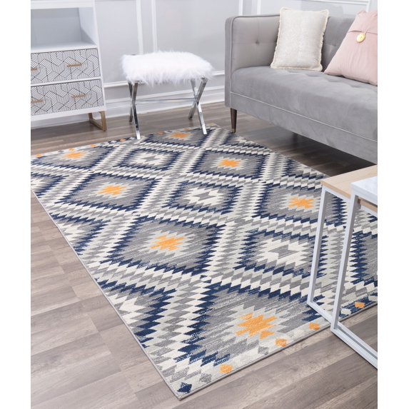 Soleil BR30L Sunset Tribal Moroccan gray Area Rug, 5'x7'
