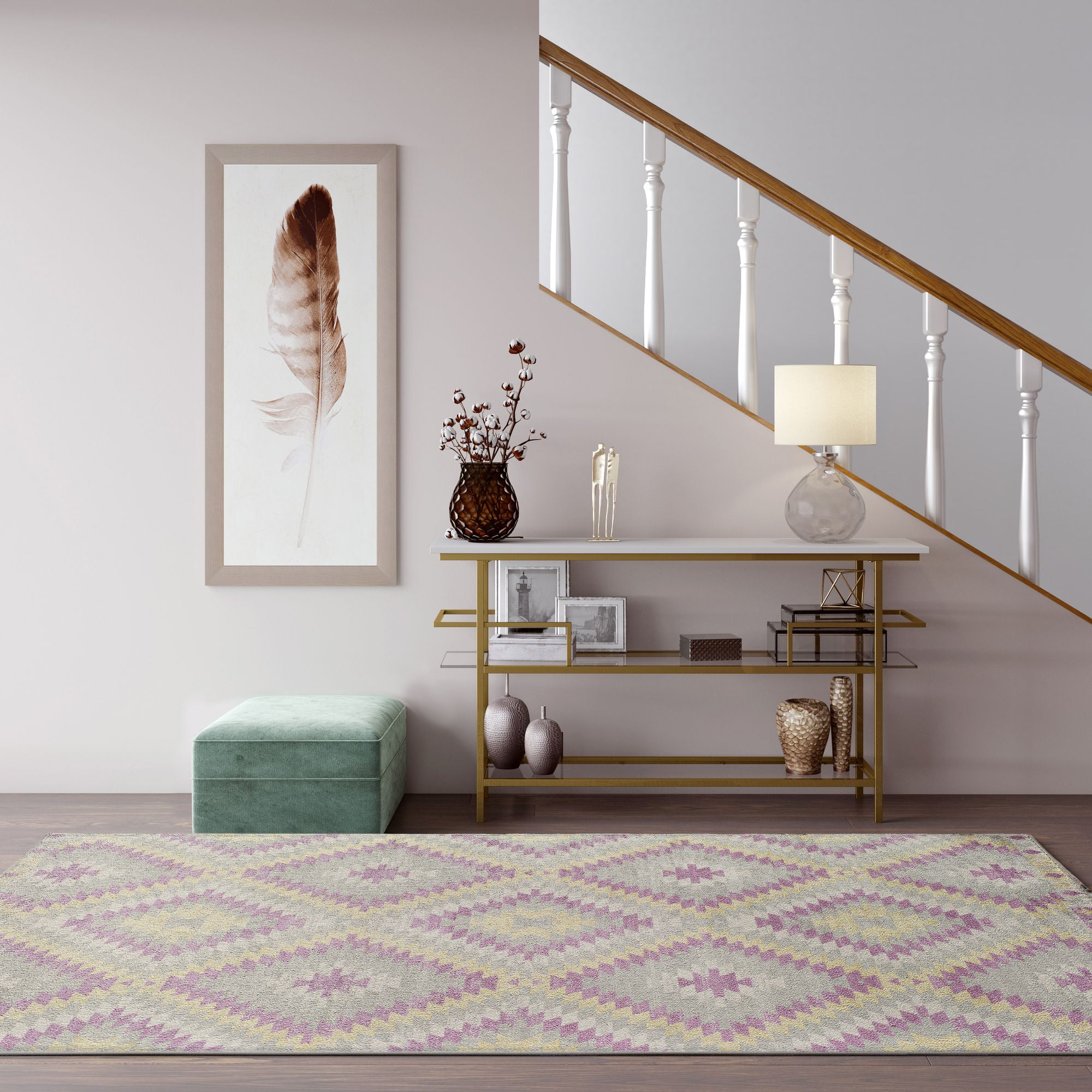 Soleil BR30R BubbleGum Tribal Moroccan Gray Area Rug, 8'9"x12'