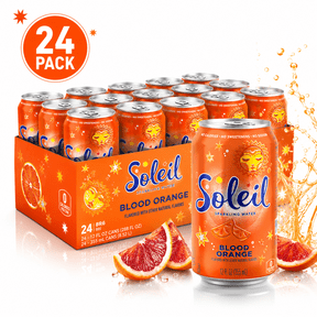 Soleil Blood Orange Sparkling Water 12 Fl Oz Cans 24 Pack Refreshing Beverage