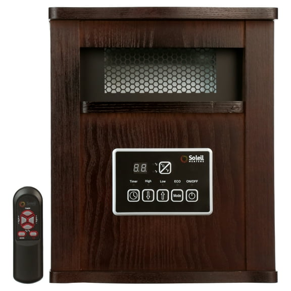 Soleil Electric Infrared Quartz Cabinet Heater with Remote 1500W Indoor Walnut Color WH-94H