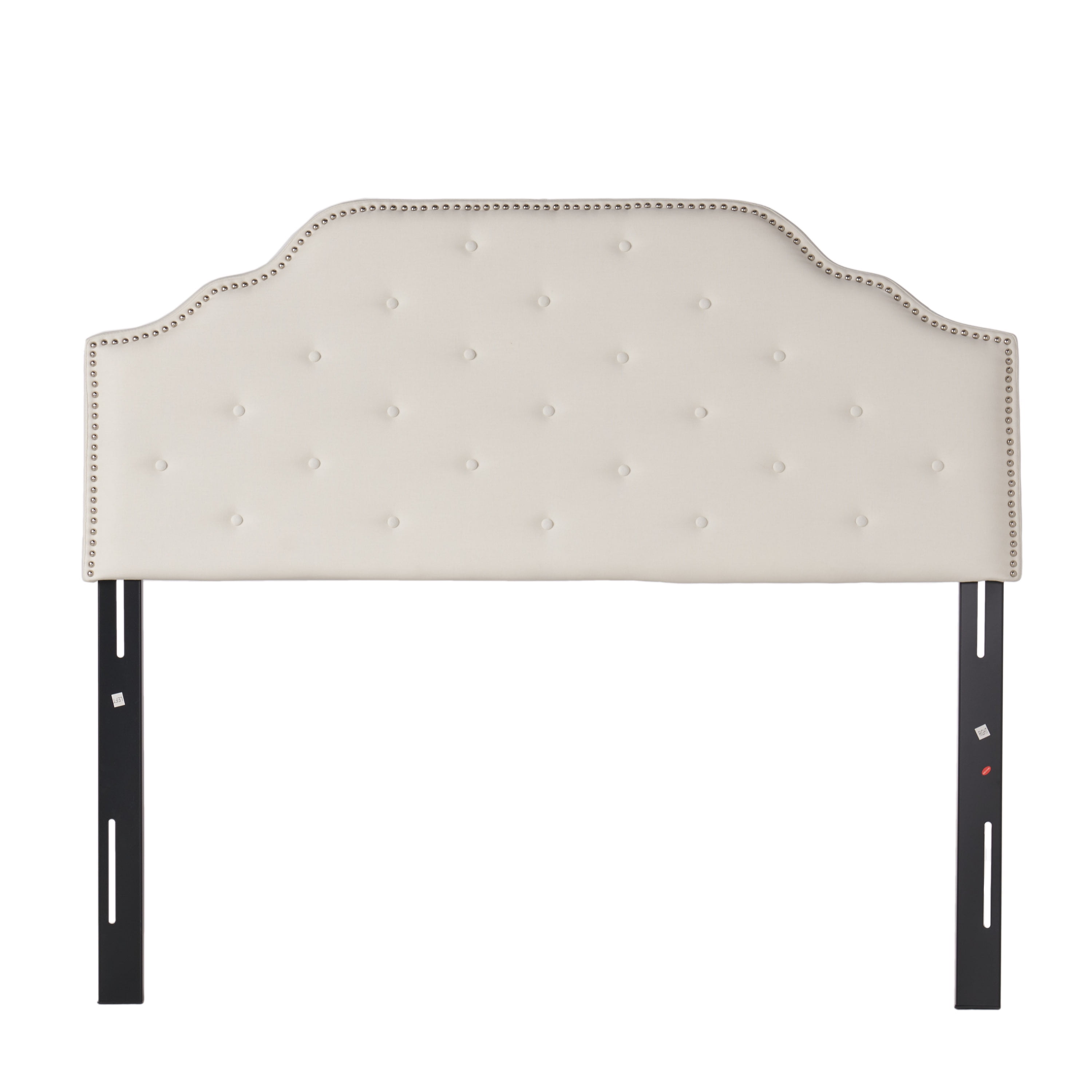Soleil Fabric Upholstered Full/Queen Headboard, Ivory and Black