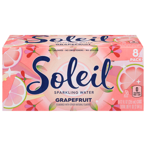 Soleil Grapefruit Sparkling Water, 8 Pack, 12 fl oz Cans, Zero Calories