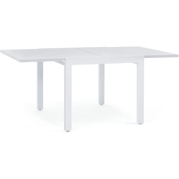 Soleil Jardin Aluminum Patio Extendable Dining Table, 35" - 71", Adjustable Indoor Outdoor Furniture Rectangle Table for 4-6 Person Porch Deck Garden, White