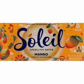 Soleil Mango Sparkling Water, 8 Pack, 12 fl oz Cans, Zero Calories