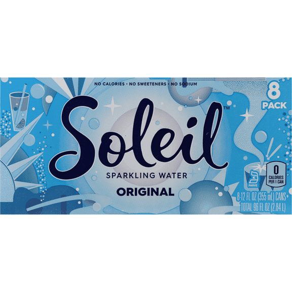 Soleil Original Sparkling Water, 8 Pack, 12 fl oz Cans, Zero Calories