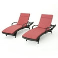 thumbnail image 1 of Soleil Outdoor Grey Wicker Arm Chaise Lounges with Water Resistant Cushions, Set of 2, Red, 1 of 9