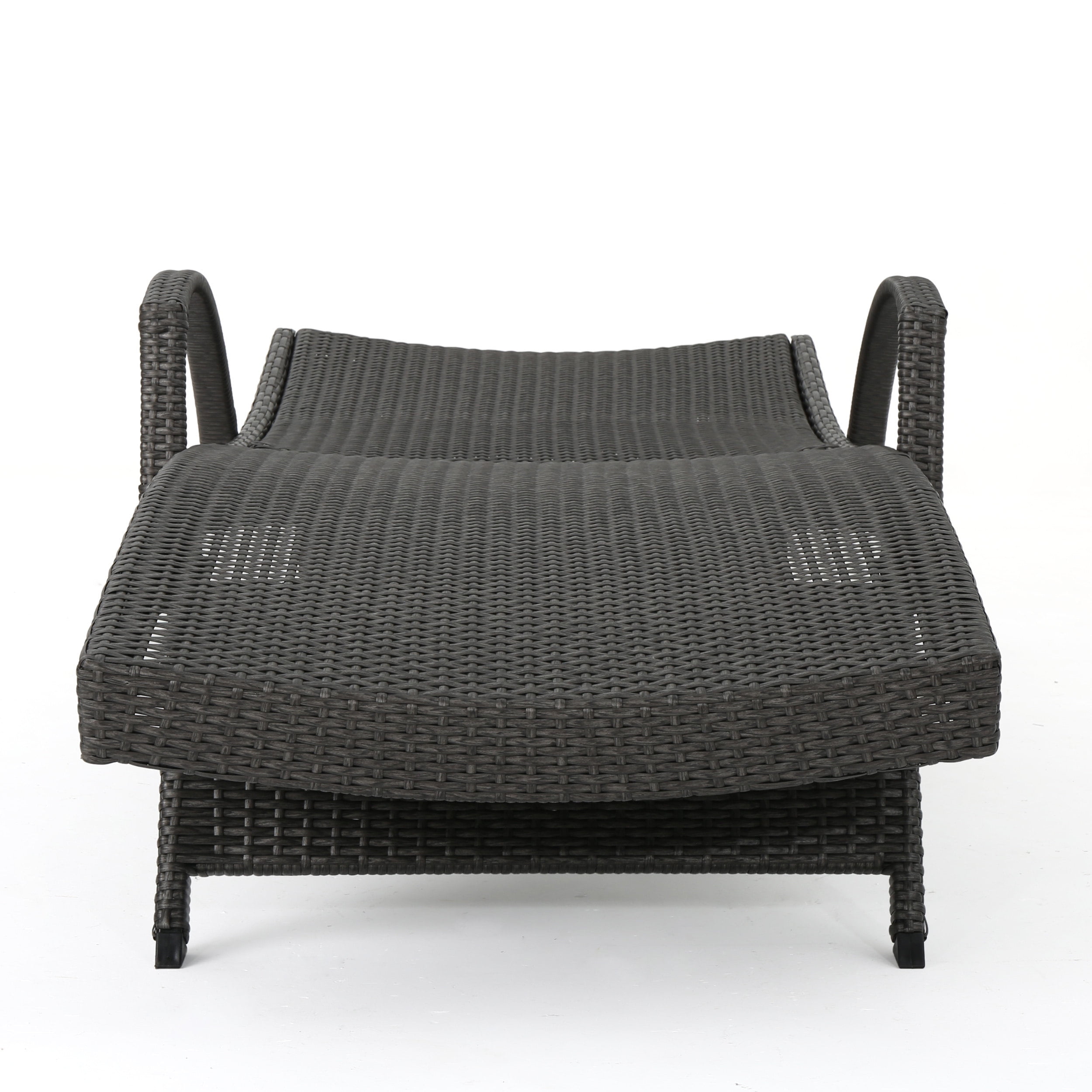 Soleil Outdoor Grey Wicker Armed Chaise Lounge