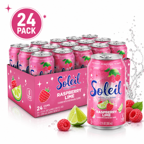 Soleil Raspberry Lime Sparkling Water 12 Fl Oz Cans 24 Pack Refreshing Beverage