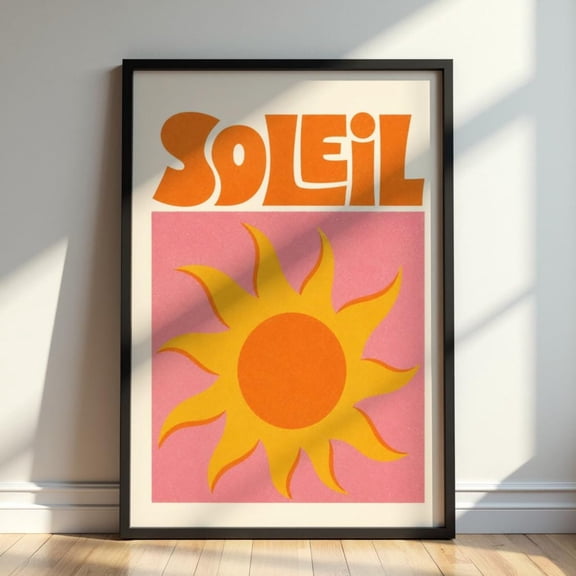 Soleil Retro Sun Poster, Unframed Paper Poster 8x10in