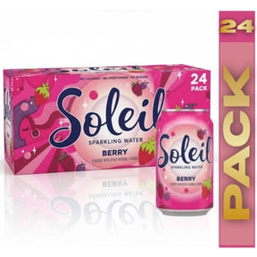 Soleil Sparkling Water, Berry, 24 Pack 12 fl oz