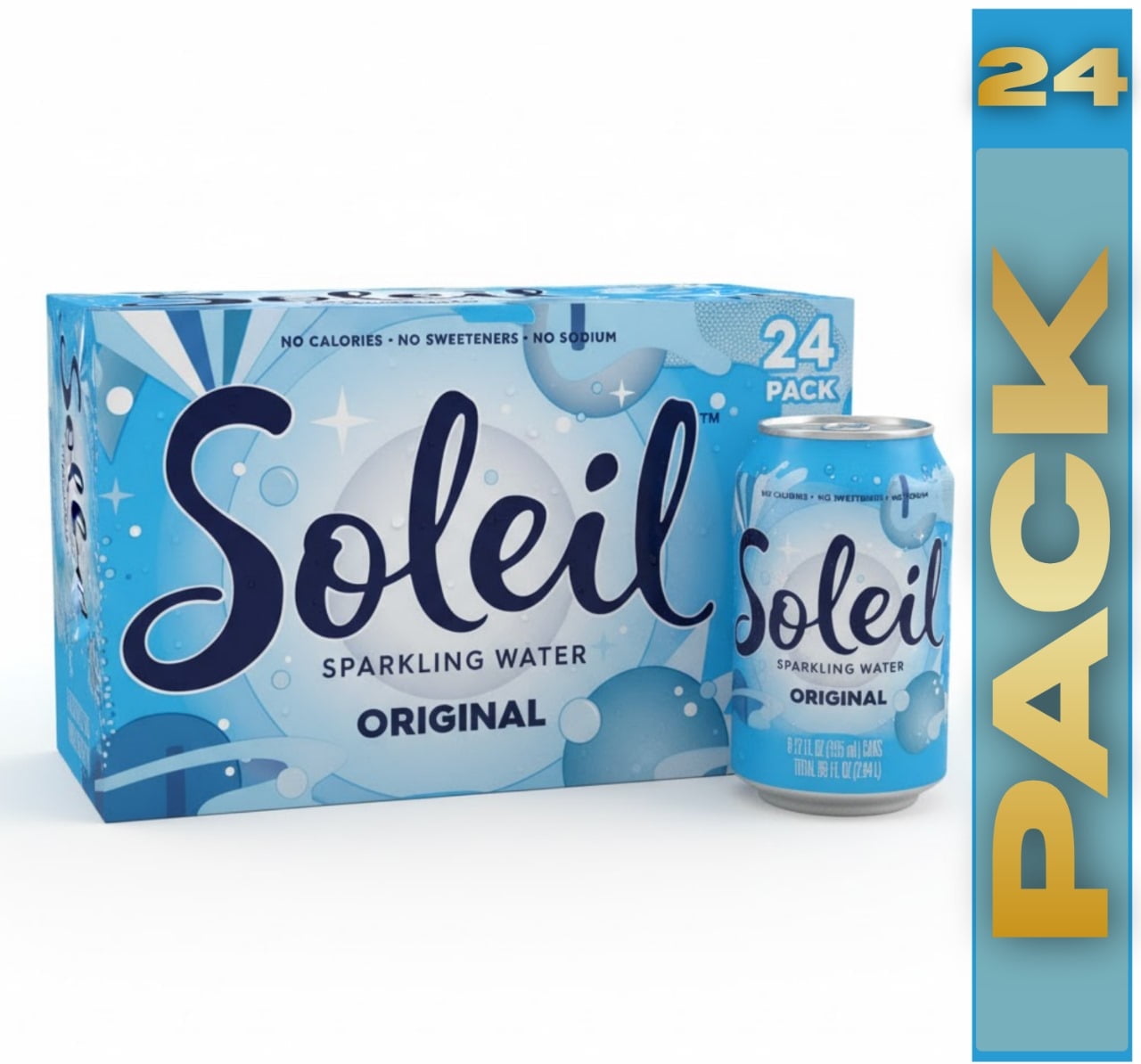 Soleil Sparkling Water, Orignal, 24 Pack 12 fl oz