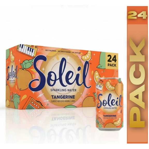Soleil Sparkling Water, Tangerine, 24 Pack 12 fl oz