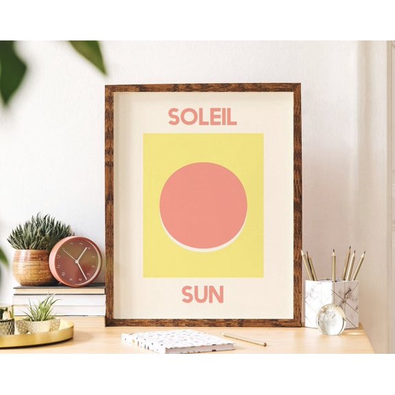 Soleil Sun Print, Art, Orange Sun Wall Art, Cute Trendy Wall Art Wall Art, Modern Wall Decor, 12x18 UNFRAMED