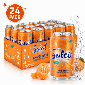 Soleil Tangerine Sparkling Water 12 Fl Oz Cans 24 Pack Refreshing Beverage