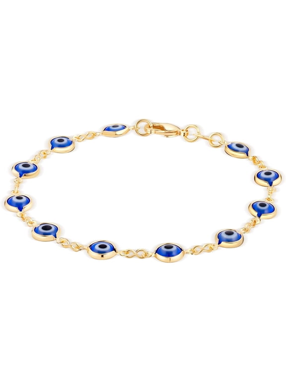 18K Gold Plated Multi-Colored Evil Eye Bracelet (Women's)