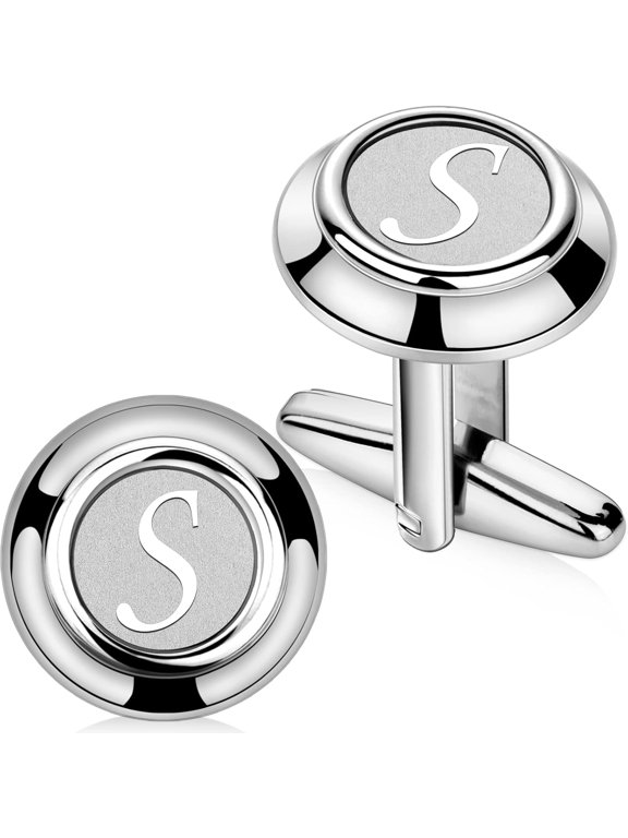 26 Letters Tie Clip and Cufflinks for Men, Initial Tie Bar & Cuff Links Set Necktie Clip for Business, Wedding, Anniversary