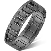 Soleilie 3X Magnetic Bracelets for Men Titanium Steel Magnetic Bracelet with 3 Rows Magnets Gray