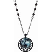 Soleilie Black Moon Necklace for Women Gothic Star Frame Pendant with Beaded Chain Adjustable