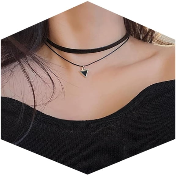 Soleilie Black Necklaces for Women, Adjustable Layered Velvet Leather Lace Collar Necklace, Goth Jewelry Gifts.