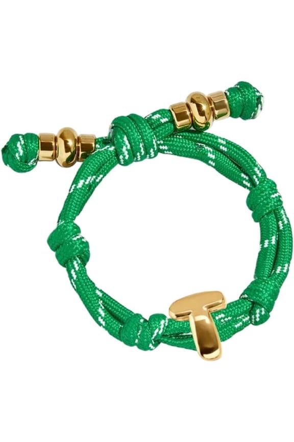 Bubble Letter Bracelet, unisex, green and blue knotted fluffy letter bracelet, a great gift for mom and friends.