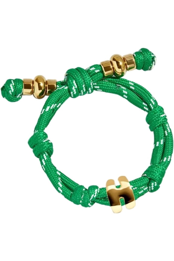 Bubble Letter Bracelet, unisex, green and blue knotted fluffy letter bracelet, a great gift for mom and friends.