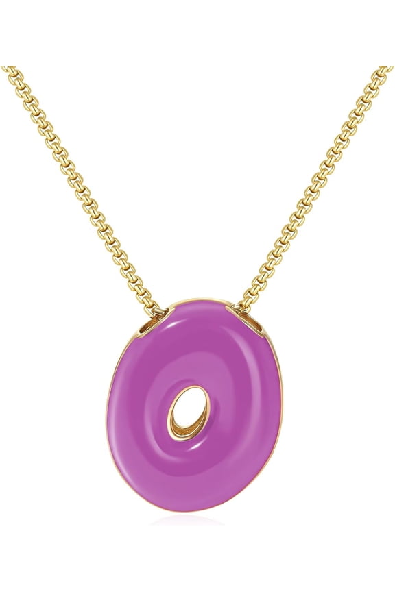 Bubble Letter Necklace for Women,14K Gold Plated Enamel Colorful Balloon Initial Pendant Box Chain Necklace, Dainty Jewelry Gift