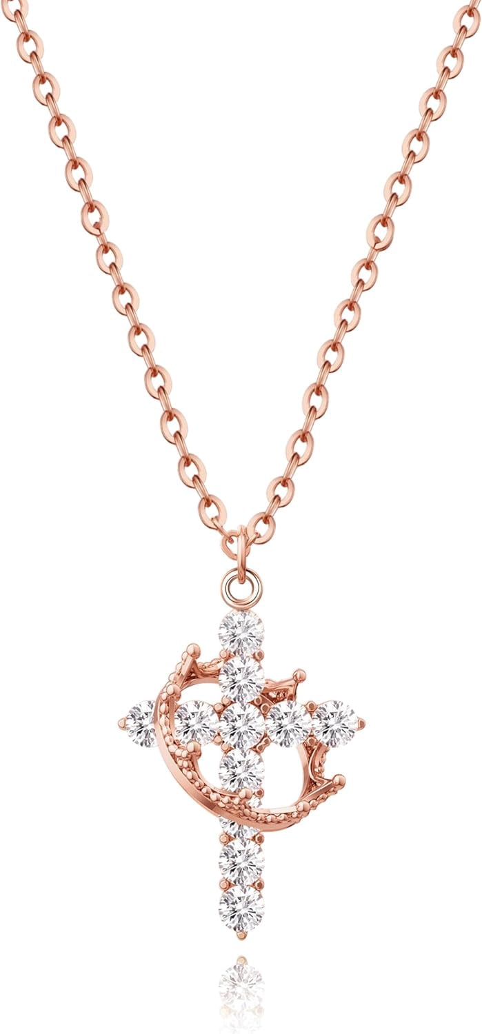 Soleilie Christian Gift Stocking Stuffers Cross Necklace for women-Dainty 14k Gold Plated/Silver Plated Pendant Necklaces Simple Cute Tiny Necklace Jewelry for Women