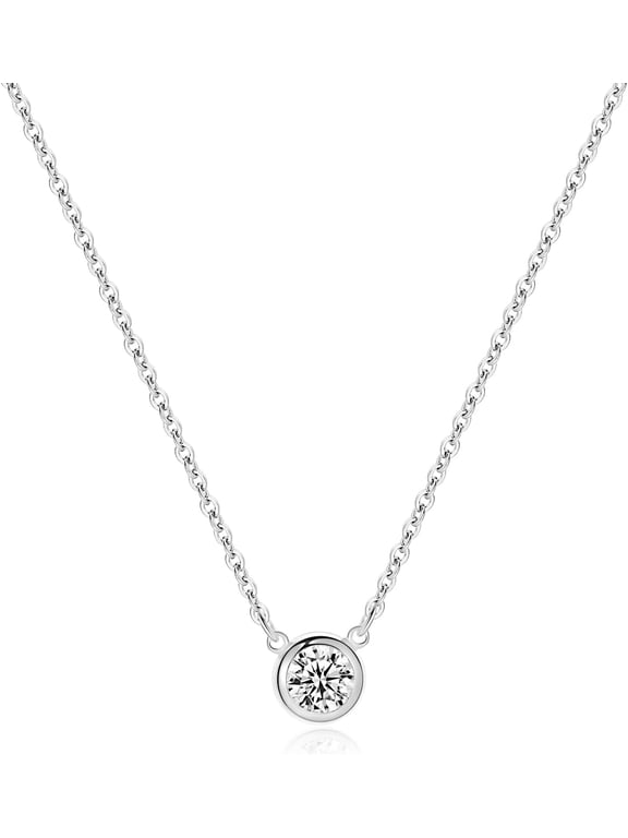 Dainty 14k Gold Plated/Silver Cubic Zirconia Necklaces for Women, Simple CZ Jewelry Necklaces Trendy Gifts