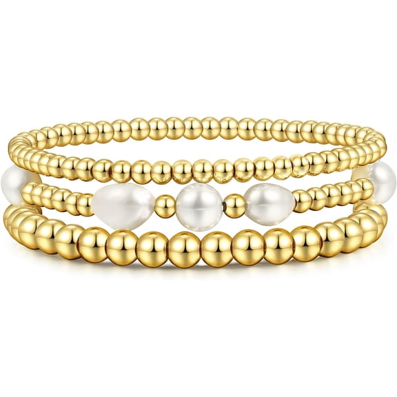 Soleilie Gold Beaded Bracelets for Women Boho Crystal Multiple Layered Stackable Wrap Bangle Set Paperclip Chain Trendy Jewelry