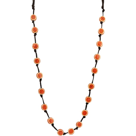 Soleilie Hippie Bohemian Colorful Ceramic Bead Long Strand Necklace, Boho Hippie Beach Summer Statement Jewelry Gift for Women