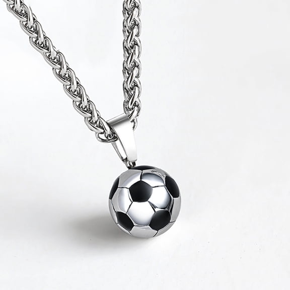 Soleilie JEWELRY Sport Necklaces for Men Teen, Football Baseball Soccer Basketball Softball Necklaces with Stainless Steel Chain Athlete Jewelry Sports Fan Gift