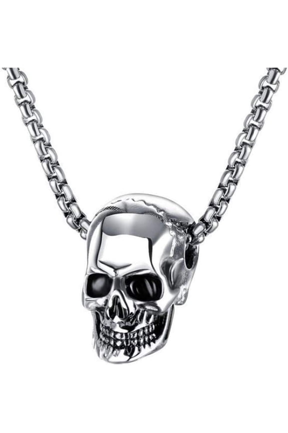 Jewelers Stainless Steel Retro Gothic Skull Style Cocktail Party Biker Pendant Necklace