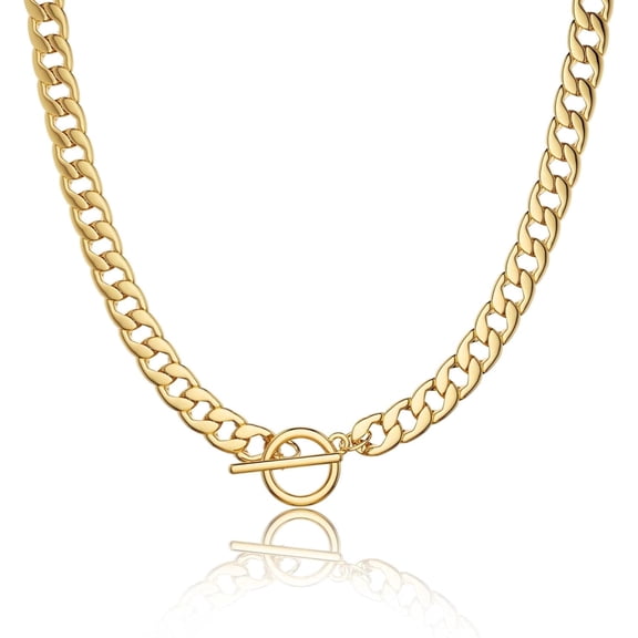 BOOTOOL Layered Necklaces for Women: 14K Gold/Silver Plating Plated Chunky Necklace Paperclip Cuban Rope Adjustable Choker T-Bar Toggle Clasp Chunky Necklace for Women Trendy Jewelry Gifts