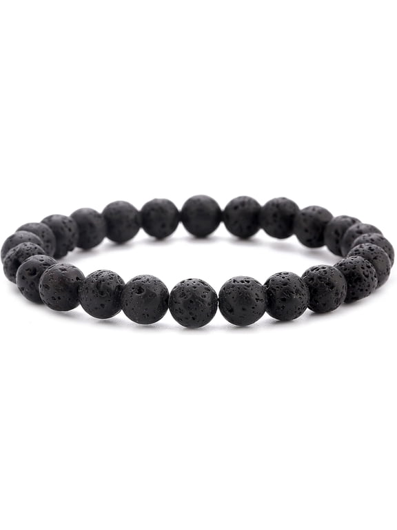 Men Women 8mm Natural Stone Lava Rock Diffuser Bracelet Elastic Yoga Agate Beads Bracelet Bangle