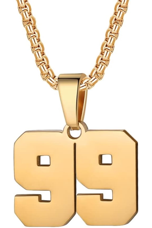 Men's Athlete Number Necklace, stainless steel chain, 00-99 number pendant, personalized sports jewelry, suitable for sports such as basketball, baseball, and rugby.