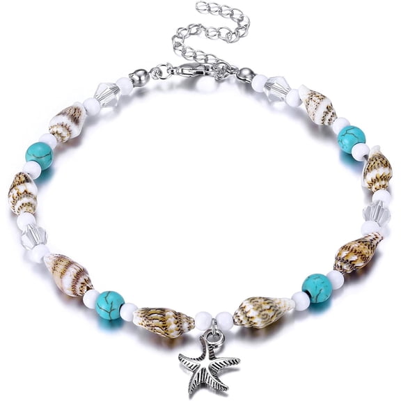 Soleilie Puka Shell Anklet for Women Summer Natural Cowrie Adjustable Ankle Bracelet, Handmade Boho Hawaiian Beach Seashell Jewelry