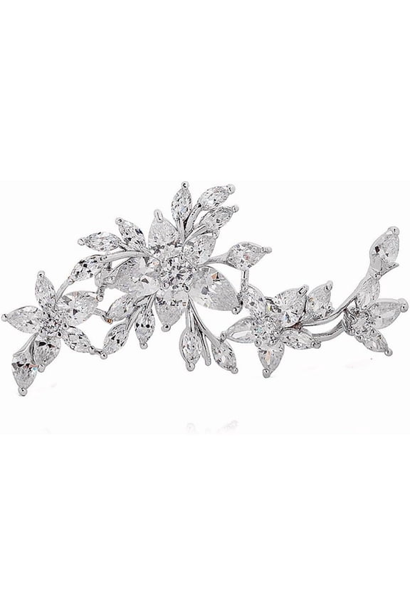 Silver Rhinestone Flower Brooch/Badge, Classic Design, Women's Style