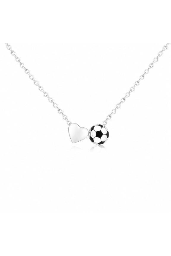 Sports Heart Necklace for Women, Plated Copper Ball Pendant Necklace with 16+3 Inch Chain, Basketball Soccer Volleyball Softball Jewelry Gift