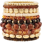 Tarien Surfer Heishi Clay Bead Bracelets for Women Bohemian Stackable Gold Plated Beaded Stretch Bracelets Elastic Layering Friendship Bracelets Set Boho Jewelry