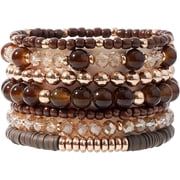 BooToolSurfer Heishi Clay Bead Bracelets for Women Bohemian Stackable Gold Plated Beaded Stretch Bracelets Elastic Layering Friendship Bracelets Set Boho Jewelry
