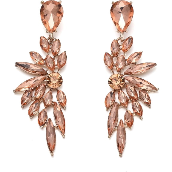 Soleilie Women's Wedding Bridal Crystal Teardrop Multi Marquise Cluster Bling Dangle Earrings