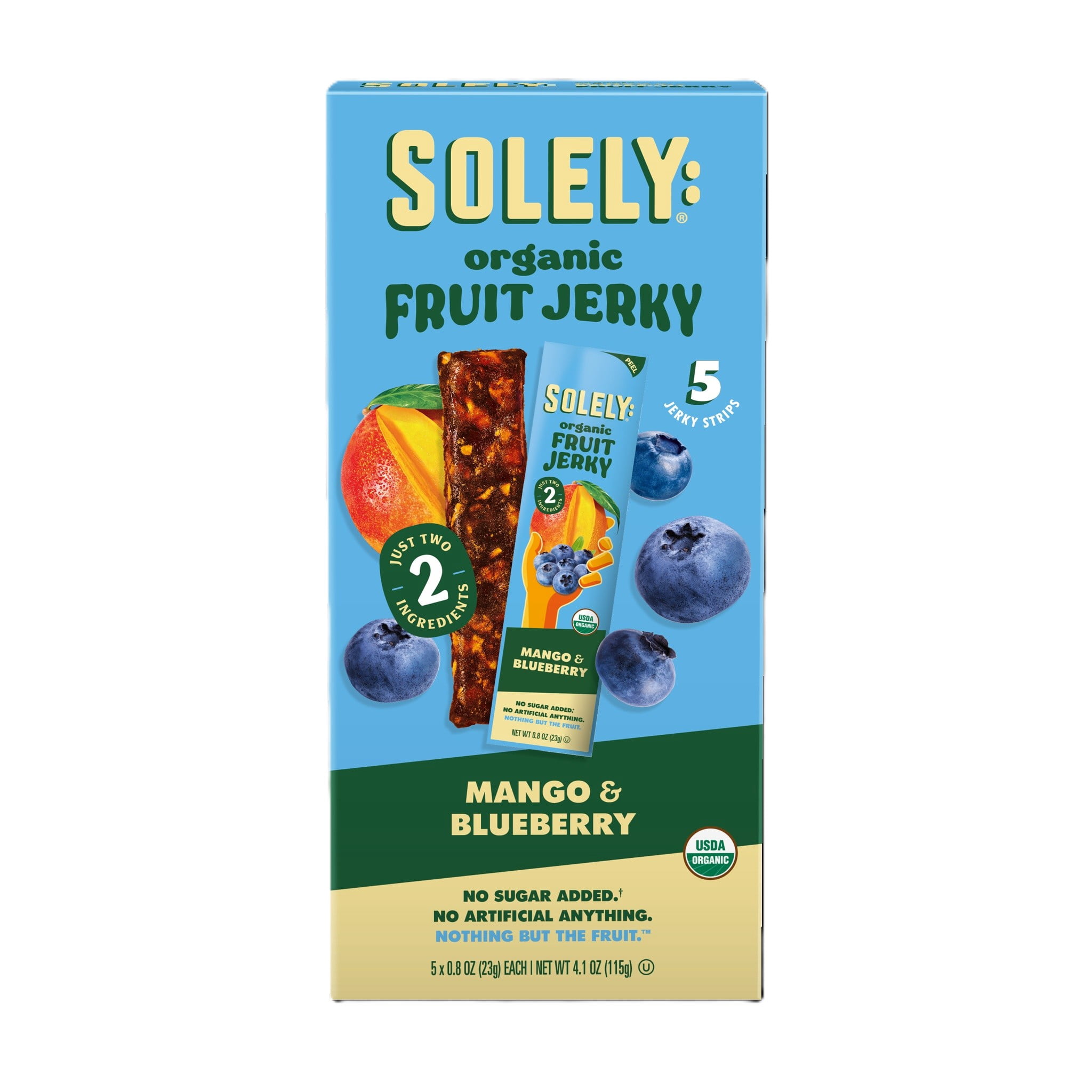 Solely Mango & Blueberry Organic Fruit Snack Jerky, 0.8 oz (5 Count)