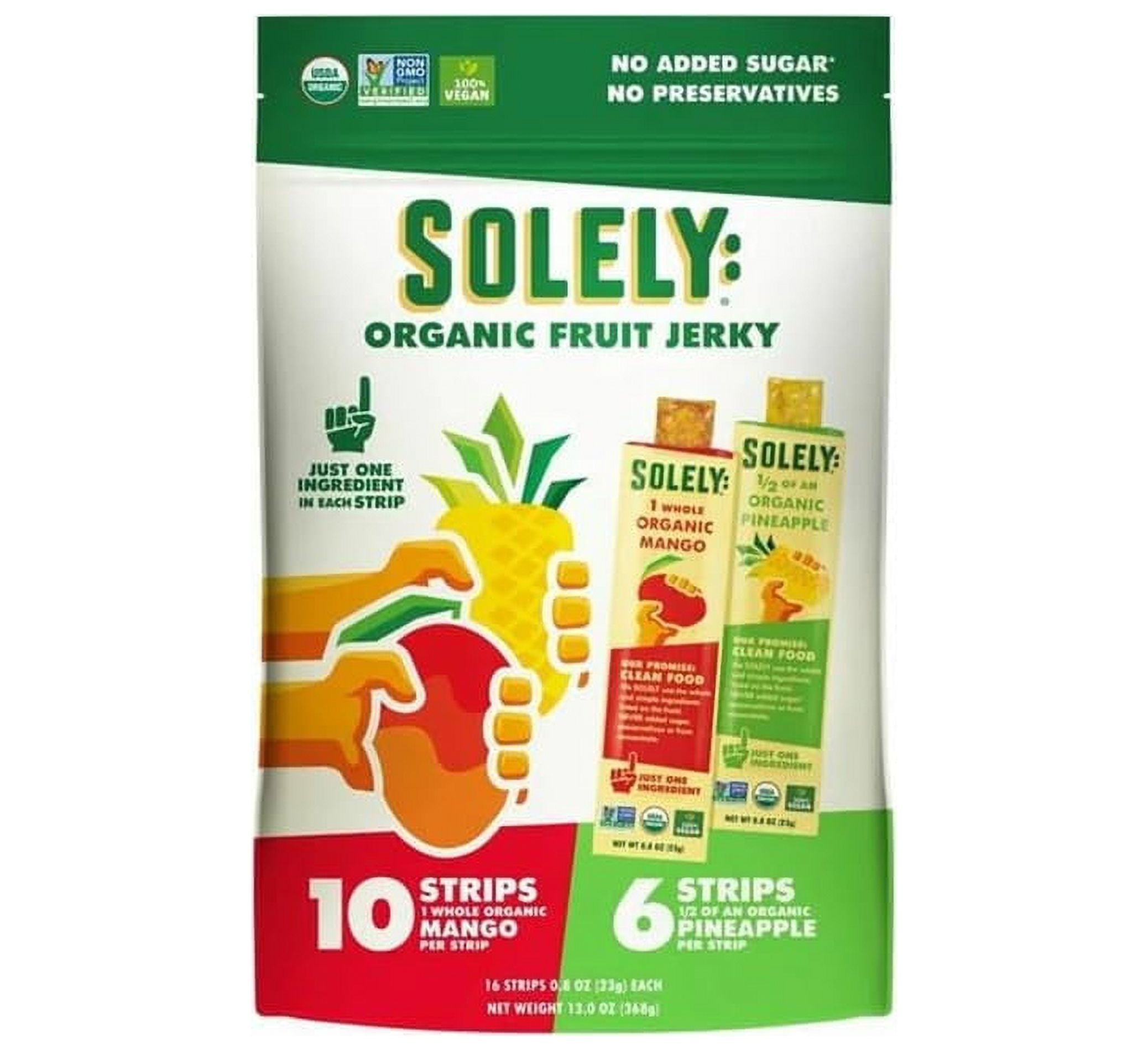 Solely Organic Fruit Jerkey 10 Strips 6 Strips Pineapple No Added Sugar