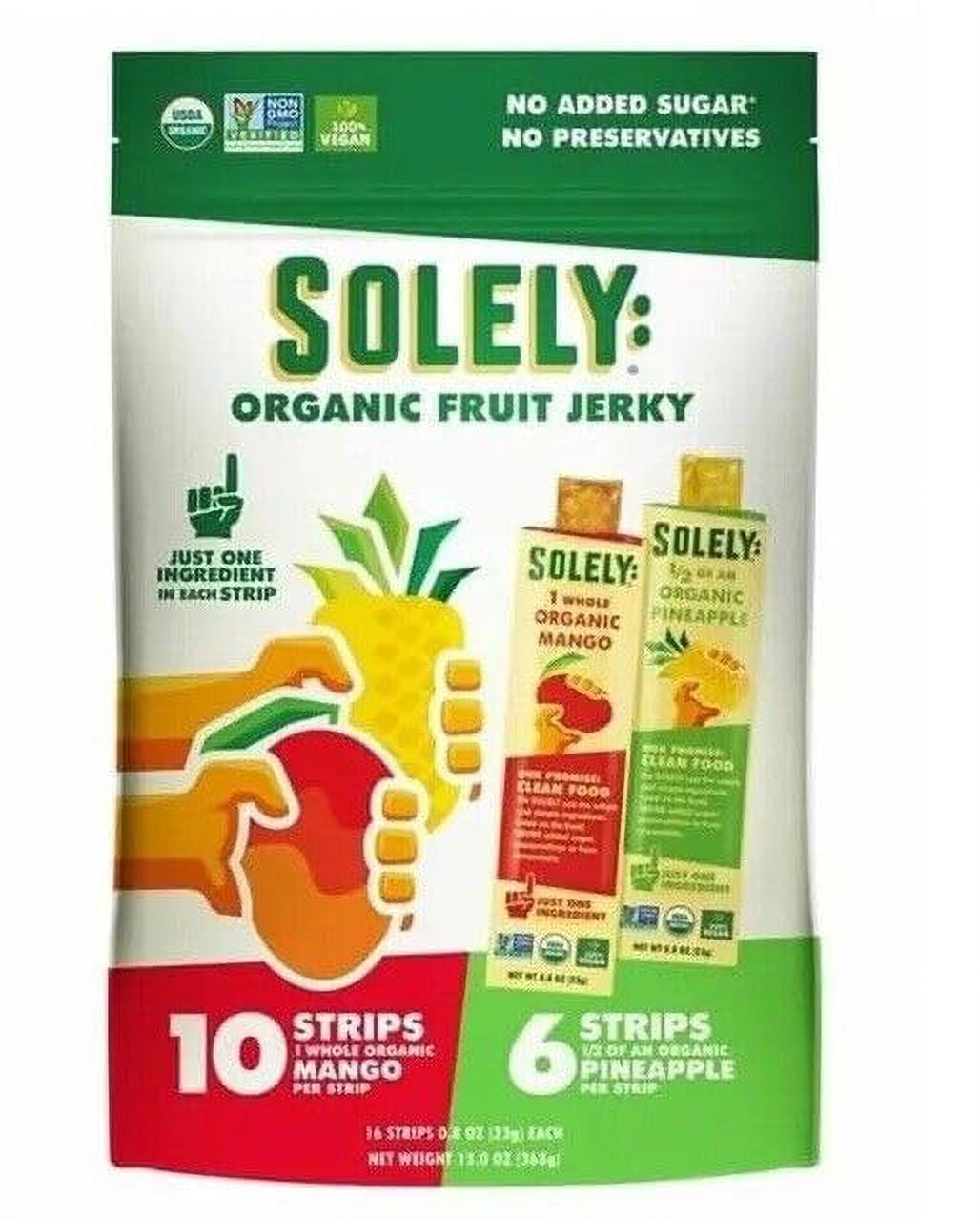 Solely Organic Fruit Jerkey 10 Strips 6 Strips Pineapple No Added