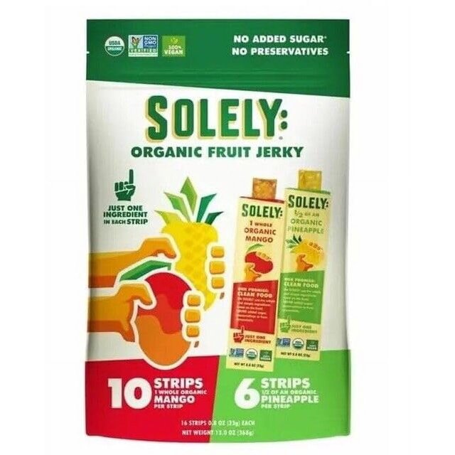 Solely Organic Fruit Jerkey 10 Strips 6 Strips Pineapple No Added