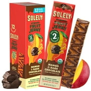 Solely Organic Mango Chocolate Drizzled Fruit Jerky, 12 Individually Wrapped Strips, Made from Dried Fruit, Healthy Snacks for All, Vegan, 0.8oz (23g)
